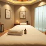 동탄출장마사지용 차분한 분위기와 전문적인 인테리어가 갖춰진 마사지 치료실.