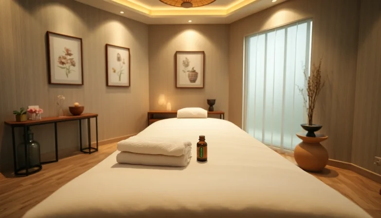 동탄출장마사지용 차분한 분위기와 전문적인 인테리어가 갖춰진 마사지 치료실.